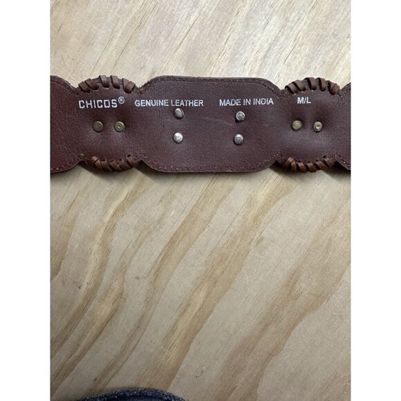 Chico's Womens Brown Leather Southwestern Concho Wide Cowboy Rodeo Belt Size M L - Picture 2 of 6